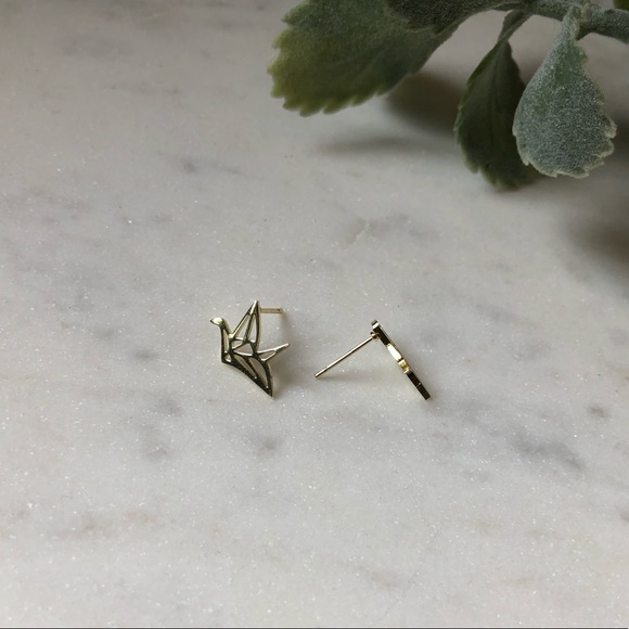 The Anabel - Geometric Paper Bird Stud Earrings - Picture 2 of 4
